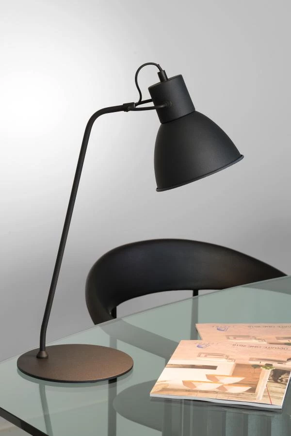 Lucide SHADI - Bureaulamp - Ø 20 cm - 1xE14 - Zwart - sfeer 1